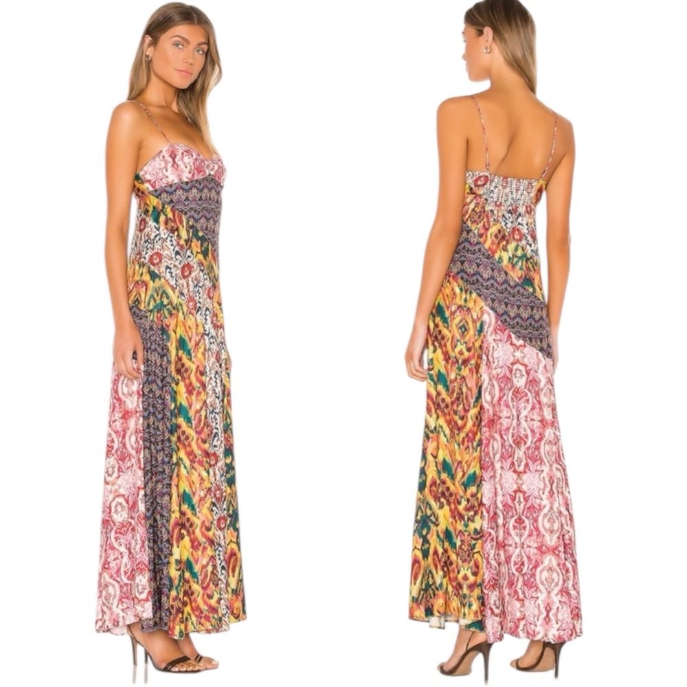 Free People Women Holiday Hero Maxi Dress Boho Patchwork Slip Size 0 NWOT